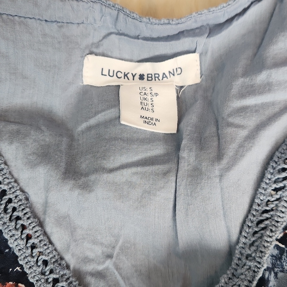 Lucky Brand Blue Floral Cap Sleeve Short Dress - Picture 2 of 3